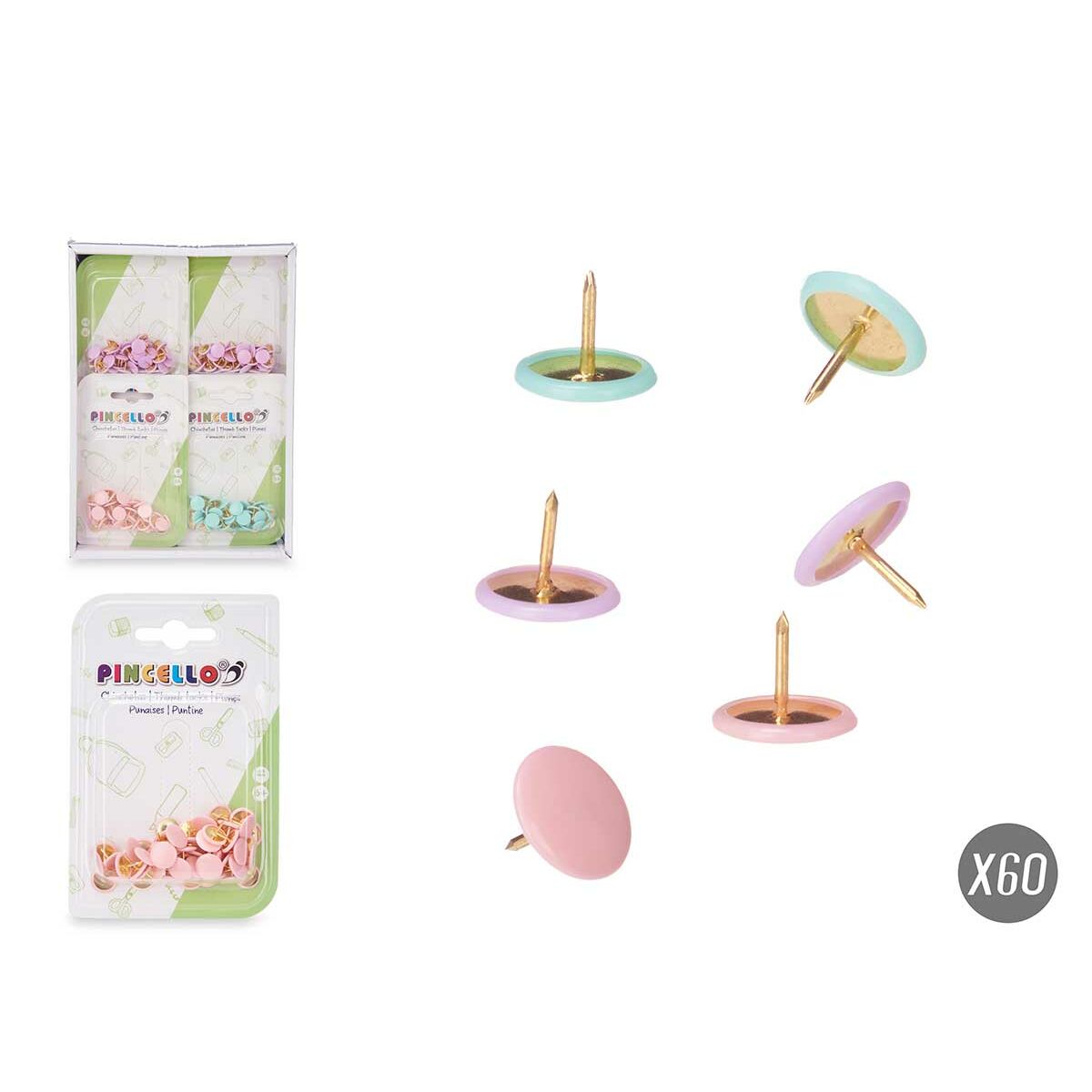Häftstift Pincello Multicolour Metall (12 antal)